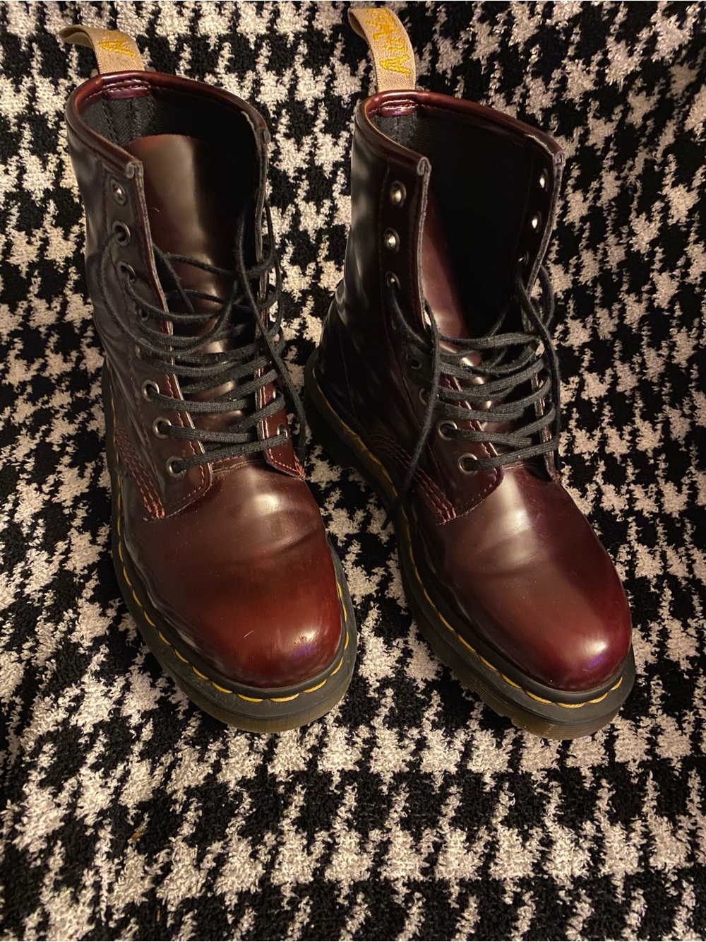 Vegan Dr. Martens Cherry Red Burgundy Leather Lace-Up Boots